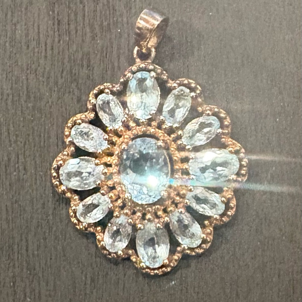 Vintage 925 Blue Topaz Pendant